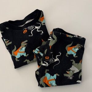 Carter's Dinosaur Skeleton Pajamas - Black, Orange, and Green